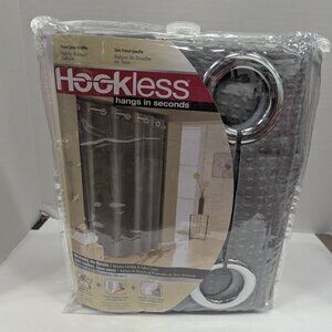 Hookless It's A Snap! Grey Shower Curtain 3-in-1 Liner & Rings 71"x74"